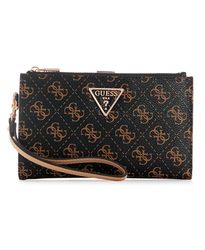 GUESS Laurel - Cartera organizadora con Doble Cremallera para Mujer, Logotipo marrón, Talla única