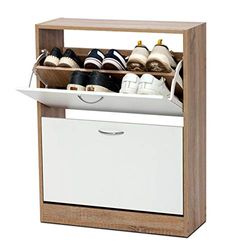 Meerveil Zapatero, Zapatero de Madera Zapatero con 2 Puertas Armario para Zapatos con un Cajón Superficie de Melamina Gran Capacidad 63cm x 91.5cm x 29cm (Roble)