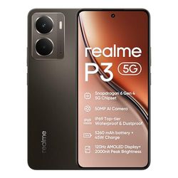 realme P3 5G Smartphone,12+512GB, Batería de 5260 mAh,Carga de 45W,Chipset Snapdragon 6 Gen 4, Cámara AI de 50MP, Pantalla Pro-Esports de 2000 nits120Hz,IP69, Verde (Sin Adaptador)