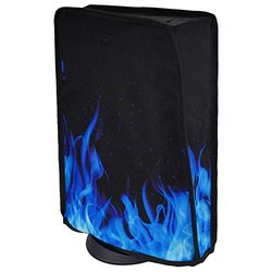 playvital Dust Cover for ps5, Waterproof Dust Guard for ps5 Console, Anti Scratch Dust proof Cover Sleeve for ps5 Console Digital Edition & Disc Edition - Blue Flame