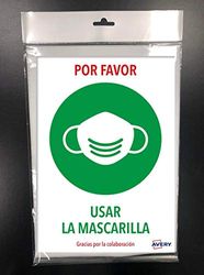 Señal adhesiva avery usar la mascarilla din a4 resistente a los rayos uv pack de 2 unidades