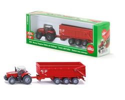 siku 1844, Tracteur Massey Ferguson avec remorque, 1:87, Métal/plastique, Rouge, Remorque basculante