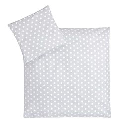 Julius Zöllner Kinderbeddengoed 80 x 80 cm + 35 x 40 cm, 2-delige set dekbedovertrek en kussensloop, 100% katoen, met ritssluiting, Öko-Tex Standard 100, stergrijs