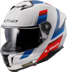 LS2 FF808 Stream II Dual Visor Full Face Motorcycle Helmet. VINTAGE WHITE BLUE RED (M)