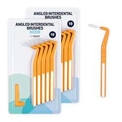 By Amazon Brosses interdentaires coudées taille moyenne 0,45 mm, 20 pièces - 2 paquets de 10 pièces, orange