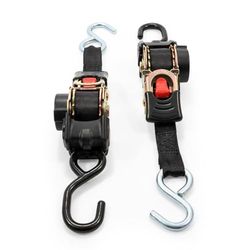 Camco 50033 Sangles d'arrimage rétractables pour Traverse, 2,5 cm de Large, Crochets Doubles de 1,8 m, Noir