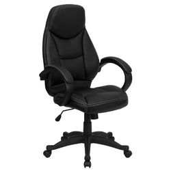 Flash Meuble H-hlc-0005-high-1b-gg Haute Dos Cuir Noir Contemporain Chaise de Bureau