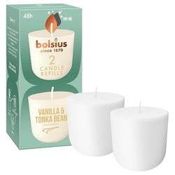 bolsius CleanLight Ricarica, Vaniglia & Fava Tonka, Candela Profumata Ricaricabile, 2 Pezzi, Durata di Combustione 24 Ore, Contiene Cera Vegetale Naturale, Concetto Sostenibile