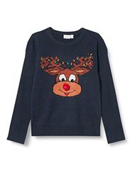 NAME IT Unisex NKNRICHRISTMAS LS gebreide trui, Dark Sapphire, 134/140