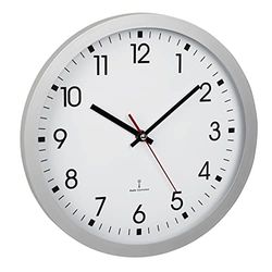 TFA Dostmann Relógio de parede analógico sem fios 60,3522,02, 30 cm de diâmetro, com segundo, cobertura de vidro, mostrador grande, para cozinha, sala de estar, escritório, relógio de parede redondo,