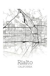 Rialto California: 6x9 Blank Lined City Graphic Map Journal