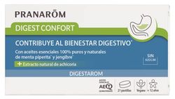 PRANAROM - Digestarom - Digest Confort - Confort digestivo - Aceite esencial de menta y jengibre 100% puro y natural - Extracto natural de achicoria - Vegano - 21 comprimidos