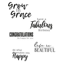 Sizzix Sellos Transparentes, Paquete de 5, Sunnyside Sentiments 4 por Pete Hughes | 665406 | Capítulo 3 2022, Papel, Multicolor, One Size