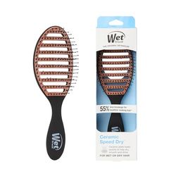 Wet hair brush for quick drying, black - Ventilated Design & Soft HeatFlex Bristles are blow-drying Safe - Ergonomic handle manages tangles - Pain-free hair accessories