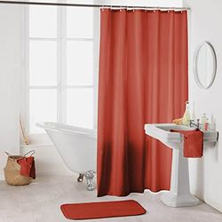 Douceur d'Intérieur, Essencia Terracotta Polyester Shower Curtain with Hooks (180 x 200 cm)
