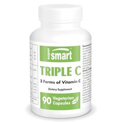 Supersmart - Triple C - 3 Forms of Vitamin C - Ascorbic Acid, Calcium Ascorbate & Ascorbyl Palmitate - Powerful Immune System Booster | Non-GMO & Gluten Free - 90 Vegetarian Capsules