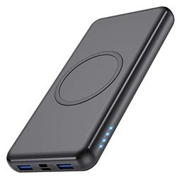 iPosible 10W Power Bank Wireless 26800mA,【18W PD Type-C&USB QC 3.0 】Caricabatterie Portatile Senza Fili Veloce Rapida Caricatore Portatile Wireless Batteria Esterna per iPhone 13 12 11,Samsung-Nero