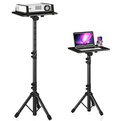 DECOSIS Trípode para proyector de 23.5 a 46.5 pulgadas, soporte de trípode para laptop de altura ajustable con soporte de teléfono de cuello de cisne, soporte de suelo para laptop para oficina, hogar,
