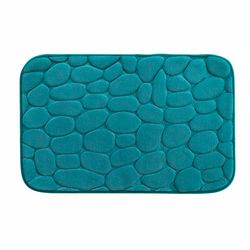 Douceur d'Intérieur Ricochet Tappeto da Bagno, 50 x 80 cm, Blu e Smeraldo, Microfibra Goffrata Tinta Unita