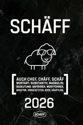 SCHÄFF 2026 Kalender für den Chef mit Humor Terminplaner A5 | Lustiges Schaf mit Sonnenbrille | Farbe Schwarz