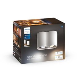 Philips Hue White Ambiance Pillar, 2 Faretti Led Smart, Lampadina GU10 Inclusa, Telecomando Dimmer Switch Incluso, Dimmerabile, Bluetooh, 2 x 5.5 W, Bianco