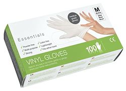 Caja de guantes, guantes desechables, guantes de protección desechables, guantes de vinilo, guantes de vinilo, talla M, caja de 100 guantes sin polvo, resistentes 102100 JP Herramientas