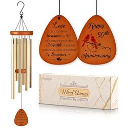 SteadStyle Carillon éolien pour 50e Anniversaire de Mariage, pour Parents, Mari, épouse, Couples, Amis – Cadeau Souvenir d'anniversaire d'or
