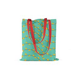 Bonamaison, 100% Algodón Bolso De Mano Impreso, Bolso de la Compra Reutilizable, Bolso De Compras, Ecológico, Plegable, Bolso de Tela de Lona con Asas Rojas, 34X40 Cm - Fabricado en Turquía