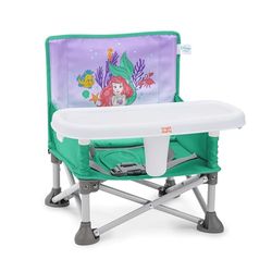 Bright Starts Disney Princess Arielle Pop N Sit Draagbare zitverhoging, voor binnen en buiten, vloerzitje met leren eetstoel, 6 maanden - 3 jaar