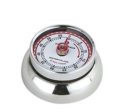 Zassenhaus Kökstimer, magnetisk, retro – klassisk, mekanisk matlagningstimer – krom – 7 cm – magnettimer – högljudd kökstimer för matlagning – modern kökstimer