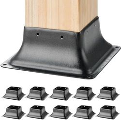 VEVOR- Conector para Madera, Color Negro (4x4 Post Base 10Pcs 1.5mm)