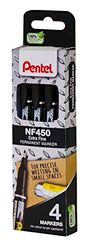 Pentel Extra Fine Permanent Marker 4pc Wallet Black