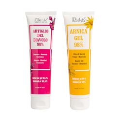 Dulàc, Kit Arnica e Artiglio del Diavolo 98% Gel, 2x100ml, Arnica per Cavalli Uso Umano, Gel Corpo Forte Rinfrescante con Mentolo per Massaggio di Muscoli e Articolazioni, Nickel Tested, Made in Italy