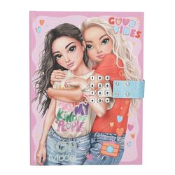 Depesche 13231 TOPModel-Diario con codice numerico e sonoro, Libro in Rosa e Blu, con Motivo Modello e 80 Pagine a Righe e illustrate a Colori, Cuore, Multicolore, One Size