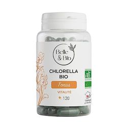 DETOX & ANTI-FATIGUE - Chlorella certifié Bio - Vitalité - Pilulier de 120 gélules - Cure 2 mois - Complément Alimentaire BELLE&BIO - Fabriqué en France