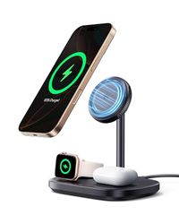 Baseus EnerFill Chargeur Induction 3-en-1 avec Refroidissement TEC, Chargeur sans Fil 22,5W pour iPhone 16 15 14 13 12 Pro Max, Station de Charge pour Apple Watch, AirPods –avec Chargeur Rapide 45W PD