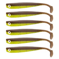Lot de 6 leurres de pêche Zanderbait - 12 cm - Kiwi - Leurres de pêche artificiels - Leurres de Sandre - Softbait - Poisson en Caoutchouc