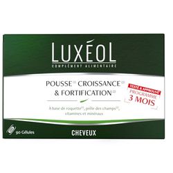 Luxéol - Pousse Croissance & Fortification - Complément Alimentaire - Roquette, Prêle Des Champs, Zinc, Cuivre, Sélénium, Vitamine B8 & B6 - H/F - Fabriqué En France - Programme 3 Mois - 90 Gélules