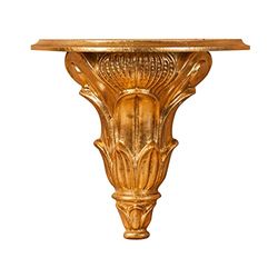 Biscottini Étagère Baroque 33 x 17 x 29 cm | Étagère en Or Antique | Étagère Murale Shabby Chic | Petite Console Baroque Murale