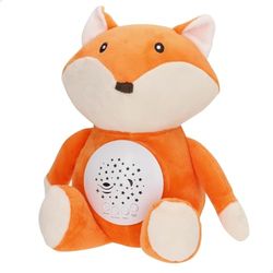 ColorBaby Cool baby stjärnprojektor, räv, 27 cm, nattlampa och timer, plyschleksak med ljud och brus babyvit, nyfödd present, babypresenter (34031)