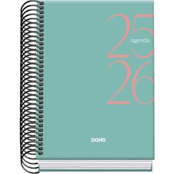 Dohe - Agenda Scolaire 2025 2026 - Jour Par Page, Taille A6 (12x17 cm), Espagnol et Anglais, Septembre à Juin, Fermeture à Spirale, Couverture Rigide - SYSTEM Vert