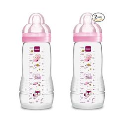 MAM Easy Active-flaska, i uppsättning om 2, med spenstorlek 3, ergonomisk, 4+ månader, 330 ml, rosa, blandade färger, 1 st