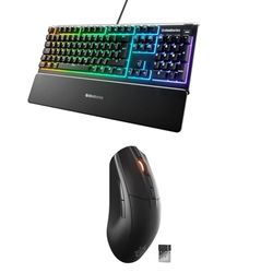 SteelSeries Apex 3 - RGB Gaming Keyboard - 10-Zone RGB Illumination - English QWERTY Layout Rival 3 Wireless Gen 2 Gaming Mouse - 2.4GHz & Bluetooth - 18K DPI TrueMove Air Optical Sensor