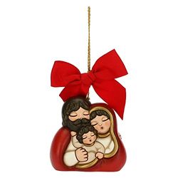 THUN - Juldekorationer, Helig Familj I Handdekorerad Keramik, Maxi Version - Julpresentidé 2022-7x5.5x7cm h