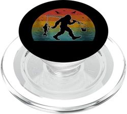 Bigfoot Wilderness Fishing Adventure Retro Sasquatch pesca PopSockets PopGrip para MagSafe