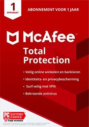 McAfee Total Protection 2022 | 1 apparaat | antivirusvirussoftware, internetbeveiliging | inclusief VPN, wachtwoordbeheer | pc/Mac/Android/iOS | 1-jarig abonnement | per post