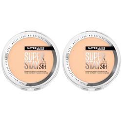 Maybelline Powder Foundation, Long-lasting 24H Wear, Medium to Full Coverage, Transfer, Water & Sweat Resistant, SuperStay 24H Hybrid Powder Foundation, 06 (Pack of 2)