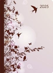 Mini calendrier 2025 style hummingbird Tree – Calendrier de poche A6 – Colibri – Jour par jour – 352 pages – Carnet de notes Alpha Edition
