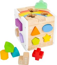 Small Foot Small Foot-11777 Cubo para Encajar, Arcoíris, 13 Elementos de Madera de Formas Diferentes, a Partir de 12 Meses. Estrellas Toys, 6 x 6 x 6 (11777)