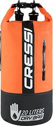Cressi Dry Bag Premium 20 L bolsa/mochila impermeável bicolor para atividades desportivas, unissexo para adultos, preto/laranja, 20 l